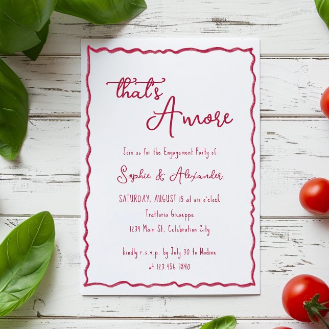 Invitation Main fantaisiste tirée qui est Amore Italie Fiança (Créateur téléchargé)