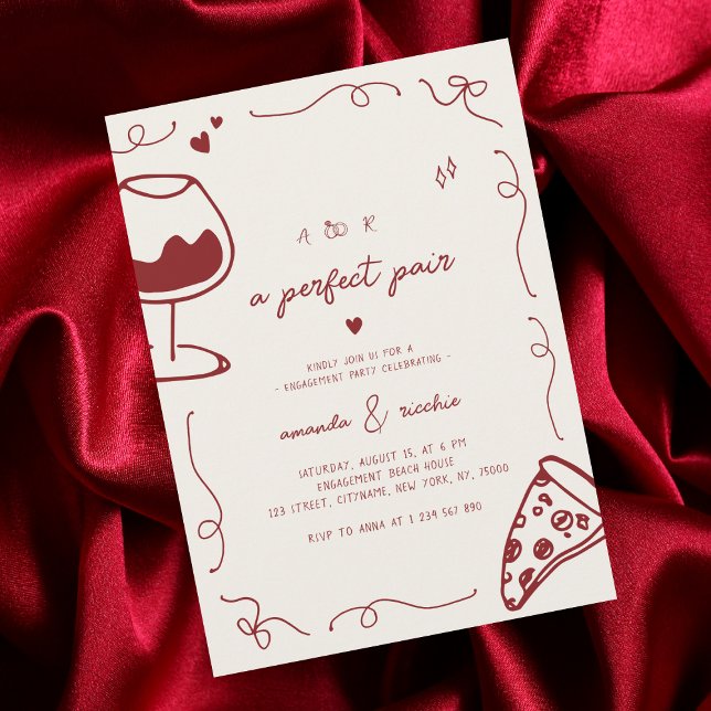 Invitation Main Française Tirée Parfaite Partie D'Engagement  (Créateur téléchargé)