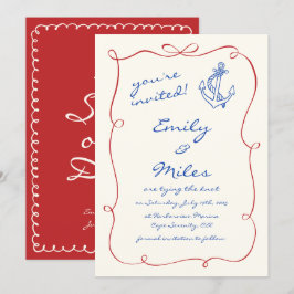 Invitation Main Glissée Mariage Nautique Enregistrer La Date