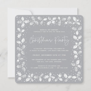 Invitation Main grise imprimé Holly+Berries fête de Noël