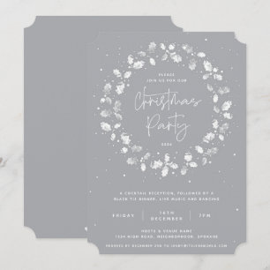 Invitation Main grise imprimé Holly Wreath fête de Noël