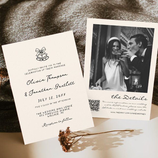 Invitation Main noire et blanche tirée Mariage ironique (Créateur téléchargé)