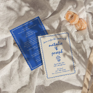 Invitation Main Rétro Écrite Tirée Unique Tout En Un Mariage