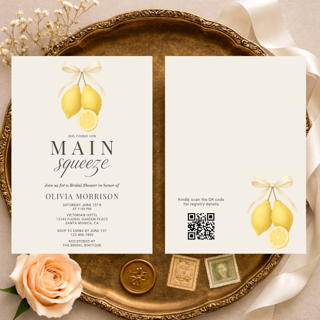 Invitation Main Squeeze Bow QR Code Bridal Shower (Créateur téléchargé)