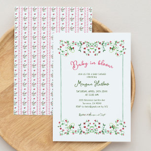 Invitation Main Tiré Floral Baby Dans Fleur Baby shower Fille