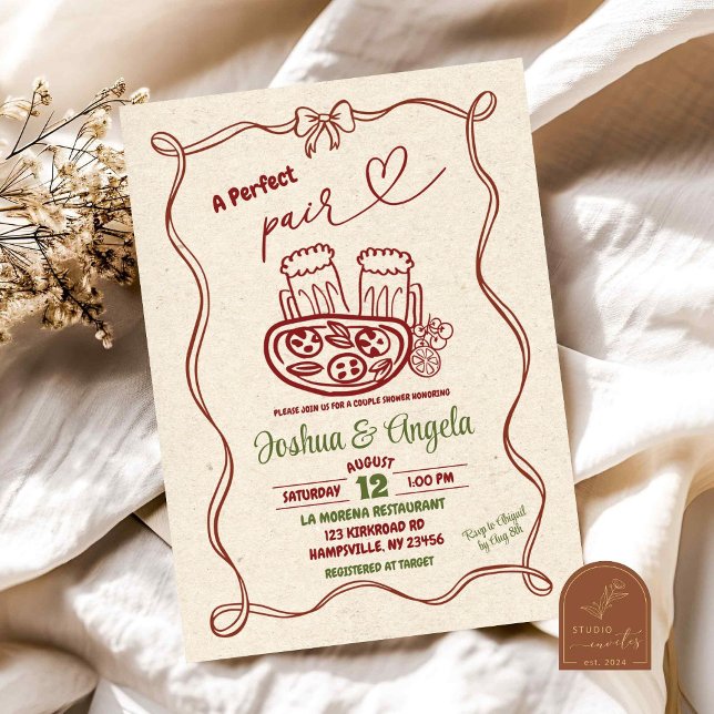 Invitation Main Tirée Bow Parfait Paire Couple Fête des marié (Créateur téléchargé)