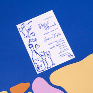 Invitation Main tirée Français Bleu Bridal Brunch Français Bo