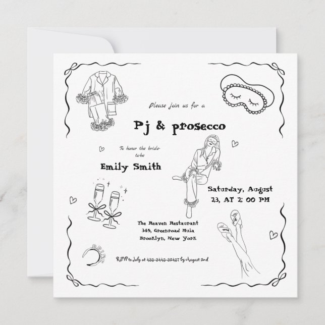 Invitation Main Tirée Pj Et Fête des mariées Du Procureur (Devant)