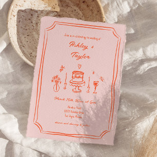 Invitation Main Tirée Quirky Fun Retro Engagement Party