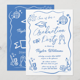 Invitation Main Tirée Quirky Whimsy Doodles Graduation Party