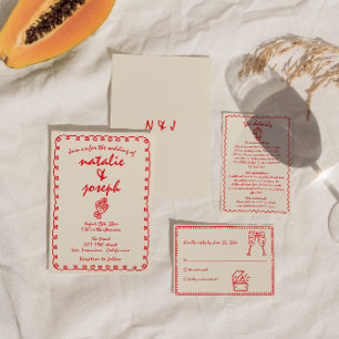 Invitation Main Tirée Rétro Funky Unique Quirky Mariage