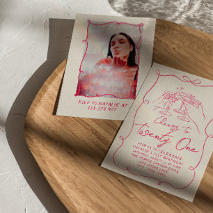 Invitation Main tirée rose Bow 21e fête d'anniversaire photo