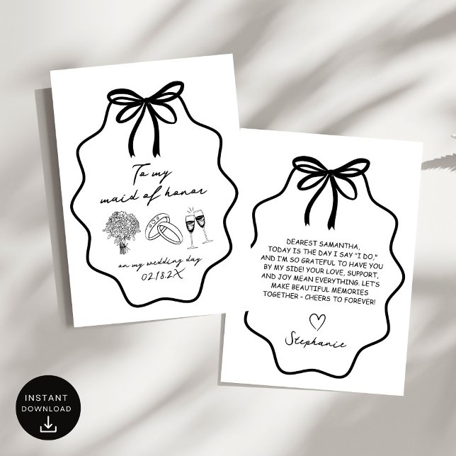 Invitation Main tirée vers ma femme d'honneur le jour de mon  (Créateur téléchargé)