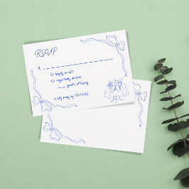 Invitation Main unique tirée Contemporain QR Code Français Bo