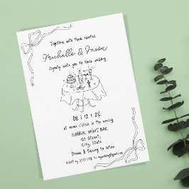 Invitation Main unique tirée Contemporain Rétro Français Amus