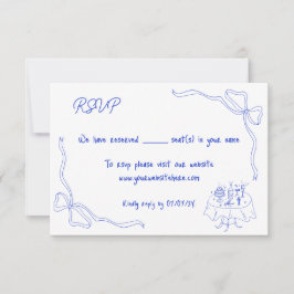 Invitation Main unique tirée Contemporain Rétro Français Bow