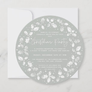 Invitation Main verte imprimée Holly+Berries fête de Noël