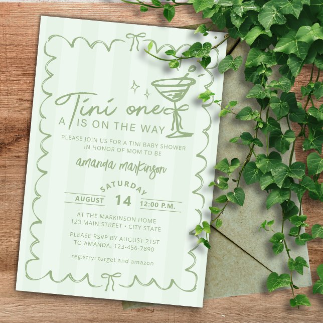 Invitation Main Verte Tirée Un Tini Un Baby shower (Créateur téléchargé)