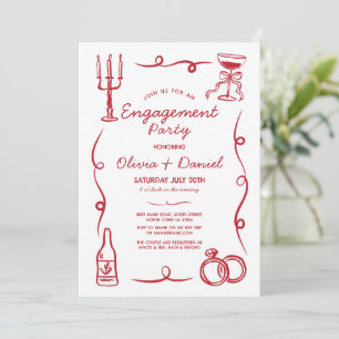 Invitation Main Whimsical de la partie d'engagement tirée Fra