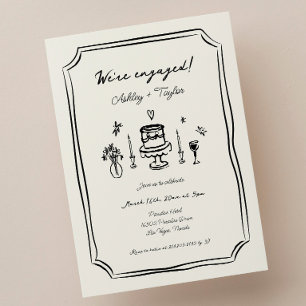 Invitation Main Whimsical tiré Quirky Engagement Party