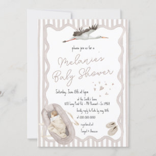 Invitation Main Whimsical Tirée Beige Baby shower neutre