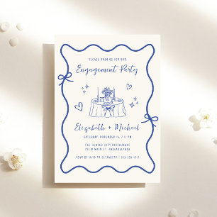 Invitation Main Whimsical Tirée Blue Cream Party