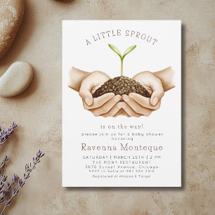 Invitation Mains Minimales Bourgeon Une Petite Fête de Naissa