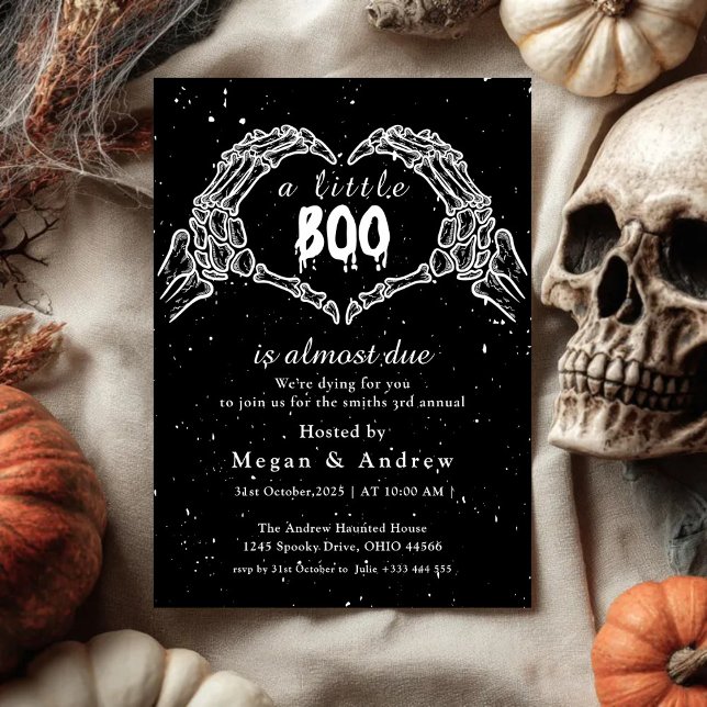 Invitation Mains osseuses en forme de coeur Fête Halloween (Créateur téléchargé)