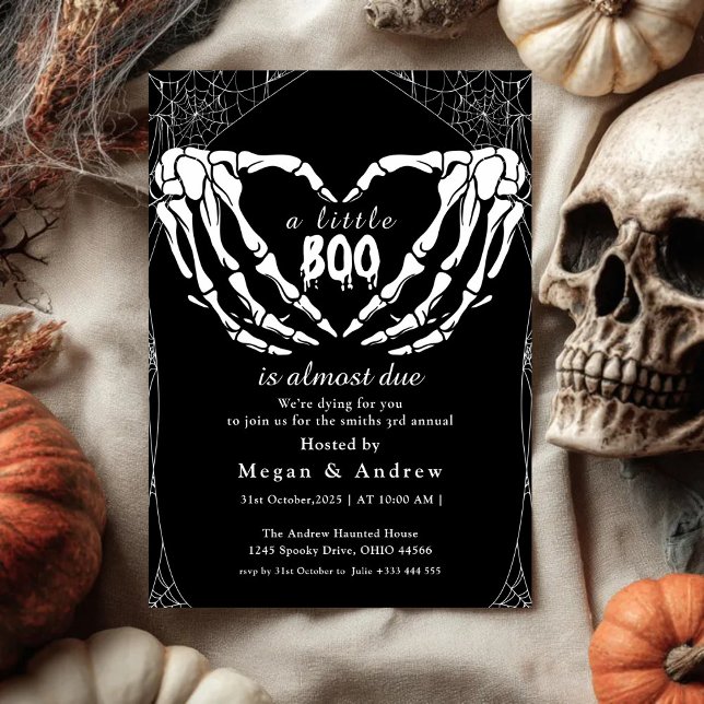 Invitation Mains osseuses en forme de coeur Fête Halloween (Créateur téléchargé)