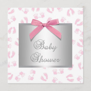 Invitation Mains Pieds Bébé Rose Fille Baby Shower