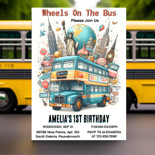 Invitation Maintenant Boy Cute Girl Tour City Party Bus 1er a