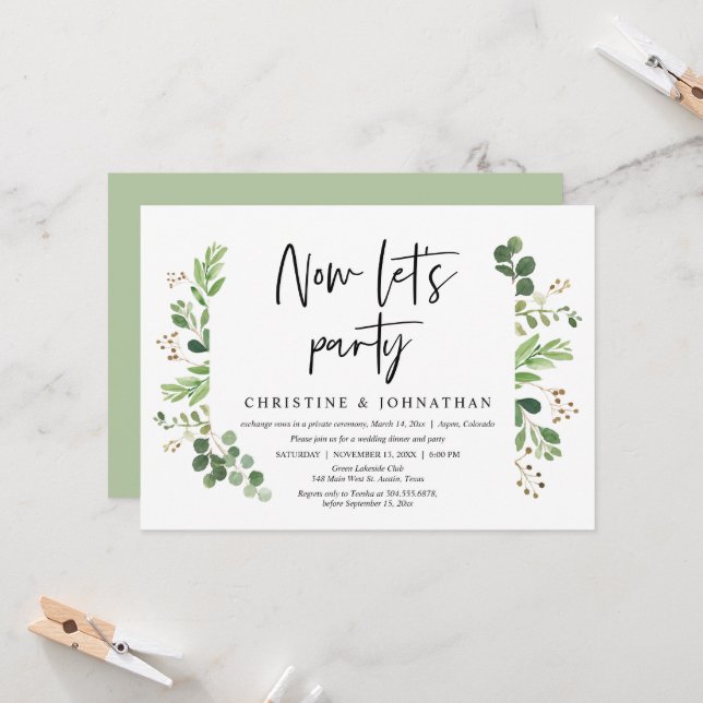 Invitation Maintenant, faisons la fête, Célébration de mariag (Devant/Arrière en situation)