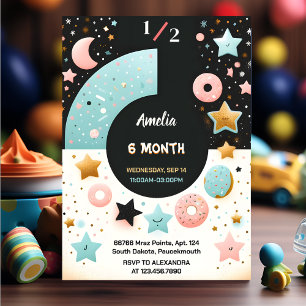 Invitation Maintenant Garçon Fille 6 Mois Semi-Année Fête Dem