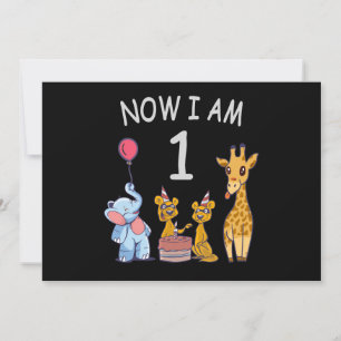 Invitation Maintenant j'ai 1 an 1er anniversaire au zoo bébé