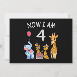 Invitation Maintenant, j'ai 4 ans 4e anniversaire au Zoo