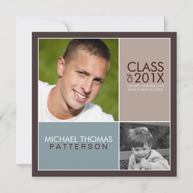 Invitation Maintenant Moderne Bloc Graduation Party Invitatio (Devant)