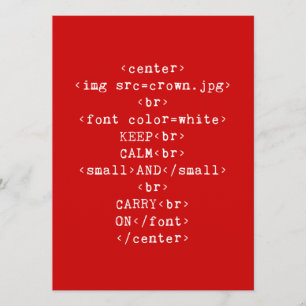 Invitation Maintenez le calme et continuez sur html (dans n'i