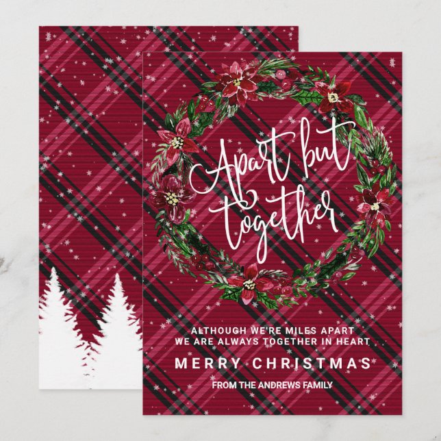 Invitation Mais Ensemble Floral Wreath Flannel Noël (Devant / Derrière)