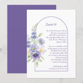 Invitation Maisies pourpres, Anémones, Arc Floral Sweet 16