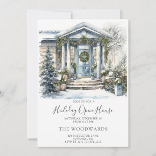 Invitation Maison d'aquarelle Noël Fête
