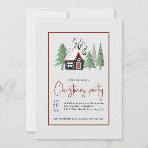 Invitation Maison d'arbres d'hiver et fête de Noël de neige
