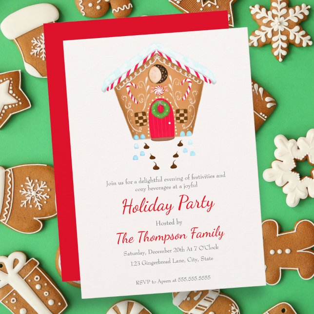 Invitation Maison de pain d'épice Bonbons Fête (Delightful Gingerbread House: Customize for Your Festive Celebration!)