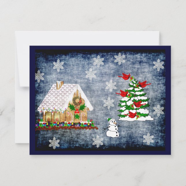 Invitation Maison de pain d'épice en neige (Devant)