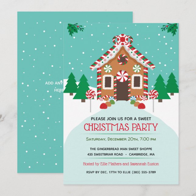 Invitation Maison de pain d'épices Noël Fête de Noël (Devant / Derrière)