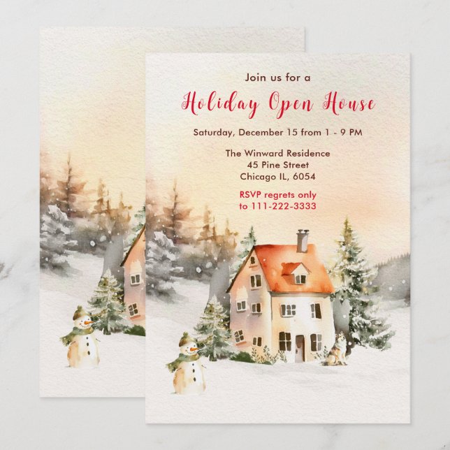 Invitation Maison de vacances d'hiver ouverte (Devant / Derrière)