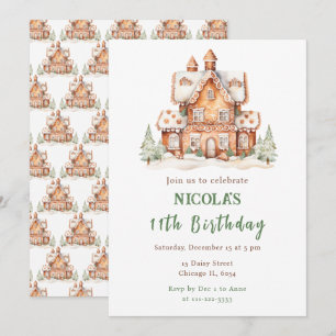 Invitation Maison en pain d'épice décorer fête d'anniversaire