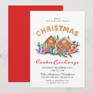 Invitation Maison en pain d'épice Échange de biscuits Noël fê