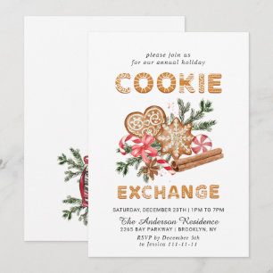 Invitation Maison en pain d'épice Échange de biscuits Noël fê