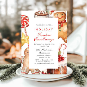 Invitation Maison en pain d'épice Échange de biscuits Noël fê