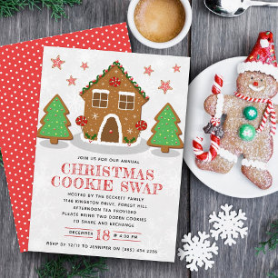 Invitation Maison en pain d'épice Échange de biscuits Noël fê